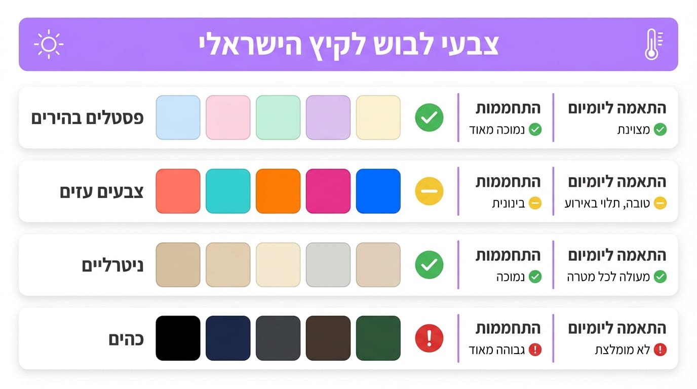 צבעים שפחות עובדים בקיץ הישראלי ולמה