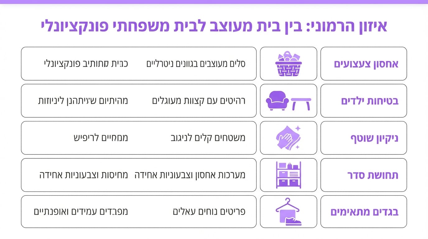 השוואה בין בית שנראה טוב לבית שעובד טוב למשפחה עם ילדים