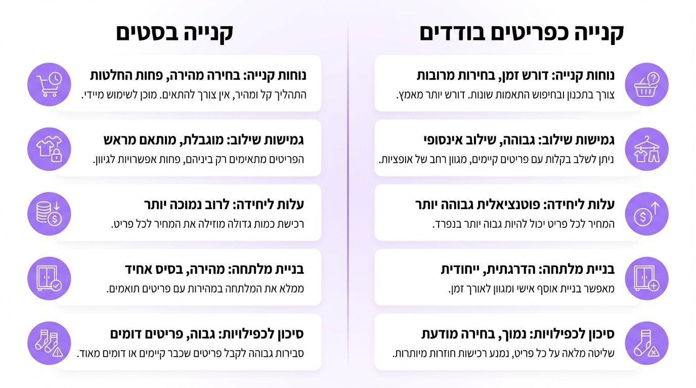 השוואה בין קניית סטי בגדי ילדים לפריטים בודדים