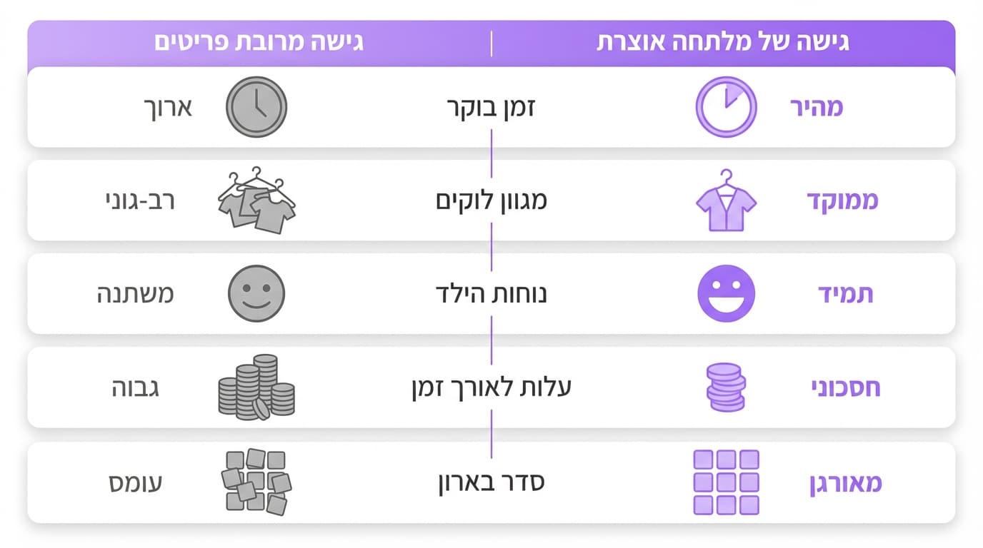 השוואה בין גישת קניתי הרבה לבין בניית מלתחה מתואמת לילדים