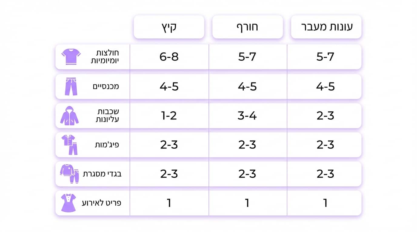 כמה פריטי בגדים באמת צריך לכל עונה, מדריך מלתחה עונתית לילדים