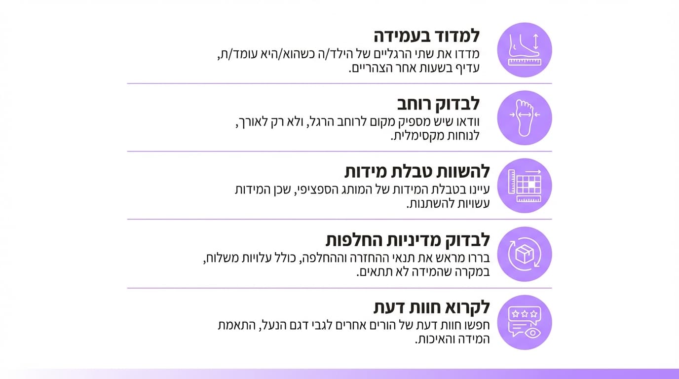 איך לקנות נעלי ילדים אונליין בלי לטעות, מדריך מעשי להורים